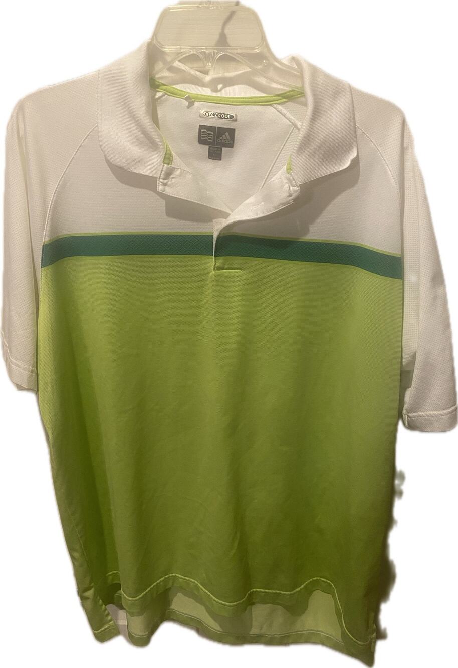 Vintage Adidas Climacool Golf Polo Shirt Men's Size XL Lime Green White